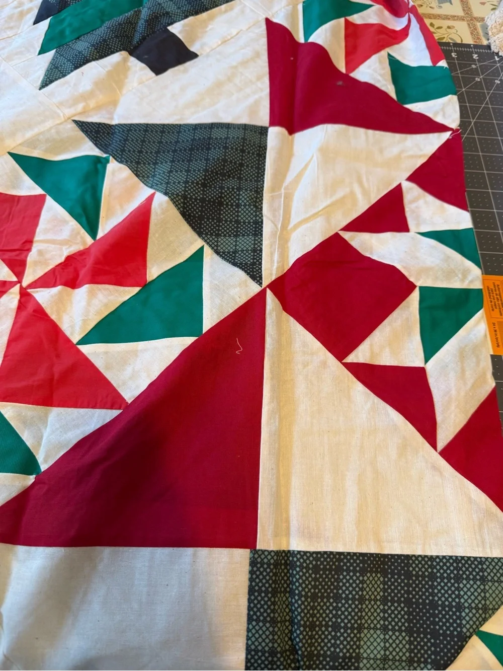 handmade Christmas Wish Pine Tree quilt top.